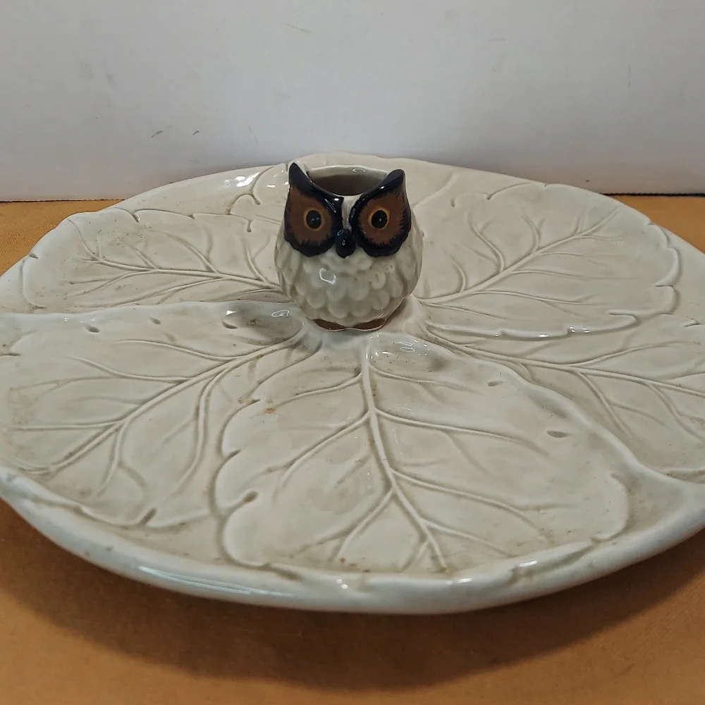 Vintage Otigari Owl Appetizer Toothpick Holder Tray 10" Round - Picture 1 of 11